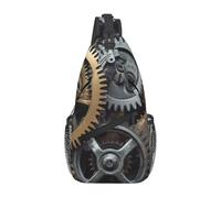 Cool Steampunk Gears Printed Sling Bag Crossbody Backpack for Men Women, Versatile Casual Shoulder Chest Bag for Running Hiking Cycling Travel Work