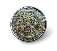 Cool Steampunk Gears Round Badge Personalized Metal Lapel Pin Badges Fit Clothing Bags Hat Humorous Printed Brooch Badge Party Decorations Accessories for Men Women