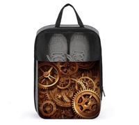 Cool Steampunk Gears Shoe Bag Travel Shoe Organizer Water-Resistant Shoe Pouch with Zipper Sneaker Dust Bag, gray, One Size, Modern