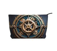 Cool Steampunk Gears Women's corduroy cosmetic bag, portable zipper hand-held wallet, suitable for travel and daily storage of cosmetics,