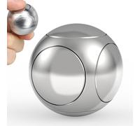 Cool Stress Ball Fidget Spinners For Kids Adults, Metal Handheld Gadget Kinetic Desk Toy Finger Hand Spinner Fingertip Gyro Goody Bag Fillers Fun Idea Gift Silver