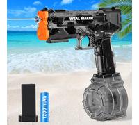 Cool Stronger Electric Water Gun for Kid/Aldult,Transparent Automatic Squirt Guns High Powered IP67 Waterproof,Water Guns with 400 Ammos for Outdoor Summer Beach Pool （Black）