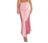 Cool Stuff Under 10 Pounds Maxi Skirts for Women UK Summer Spring Summer Skirts Satin Skirt High Waisted Maxi Party Wedding A Line Long Office Wear Women Smart UK Pink