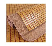 Cool Summer Bamboo Sleeping Mat - Carbonized Mahjong Design, Quick Cooling Textile, Double Ribbed for Living Room & Bedroom, Khaki, 80x160cm (31x63in)