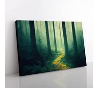 Cool Summer Forest Canvas Wall Art Print Ready to Hang, Framed Picture for Living Room Bedroom Home Office Décor, 76x50 cm (30x20 Inch)