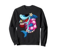 Cool Summer Shark with Coconut Drink Funny Beach Vacation Sweatshirt
