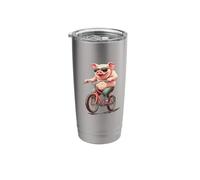 Cool Sunglasses Pig on a Bicycle Bringing Joy to The Streets Stainless Steel Insulated Tumbler