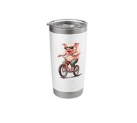 Cool Sunglasses Pig on a Bicycle Bringing Joy to The Streets Stainless Steel Insulated Tumbler