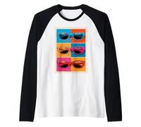Cool Sunglasses Pop Art Trio Design Raglan Baseball Tee