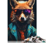 Cool Sunglasses Red Fox 1000 Pieces Puzzles for Teenagers Gifts Wooden Puzzle Jigsaws for Adults Home Educational Games DIY Toys 1000pcs (75x50cm)