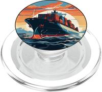 Cool Sunset with Cargo Container Ship for big Ships Lovers PopSockets PopGrip for MagSafe