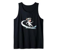 Cool Surfing Cow with Sunglasses Summer Wave Tank Top