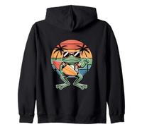 Cool Surfing Frog Summer Retro Zip Hoodie