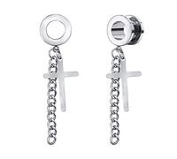 Cool Surgical Steel Ear Tunnel Feather Chain Dangle Gauge Flesh Tunnel Plug for Ear Stretching Piercing (Style 2, Gauge=7/8”(22mm))