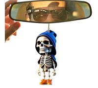 Cool Swinging Skull Car Pendant,Skull Car Rear View Mirror Hanging Ornament Accessories Interior For Women Men Goth Swinging Skeleton Pendant Charm Things