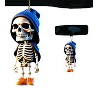 Cool Swinging Skull Car Pendant,Skull Car Rear View Mirrors Hanging Ornament Accessories Interior For Women Men Goth Swinging Skeleton Pendant Charm Things