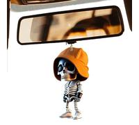 Cool Swinging Skull Car Pendant,Skull Car Rear View Mirrors Hanging Ornament Accessories Interior For Women Men Goth Swinging Skeleton Pendant Charm Things