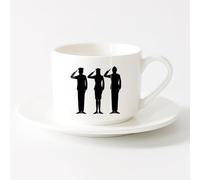 Cool Tea and Coffee Mug Soldiers Silhouette Military People （6oz/175ml） Perfect for Kitchens, Restaurants & Cafes, Great Gift Idea，Sets Tea Cup with Saucers (White)