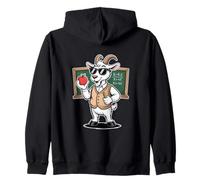 Cool Teacher Goat With Chalkboard X Equals Plus 2 Zip Hoodie