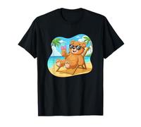 Cool Teddy Bear at The Beach Eating Ice Cream T-Shirt
