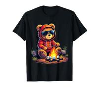 Cool Teddy Bear Campfire Adventure Marshmallows Camping T-Shirt
