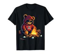 Cool Teddy Bear Campfire Adventure Marshmallows Camping T-Shirt