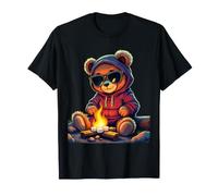 Cool Teddy Bear Campfire Adventure Marshmallows Camping T-Shirt