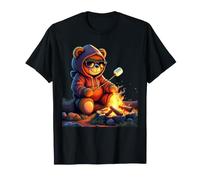 Cool Teddy Bear Campfire Adventure Marshmallows Camping T-Shirt