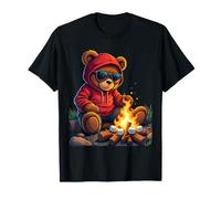 Cool Teddy Bear Campfire Adventure Marshmallows Camping T-Shirt