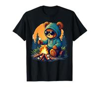 Cool Teddy Bear Campfire Adventure Marshmallows Camping T-Shirt
