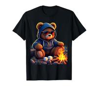 Cool Teddy Bear Campfire Adventure Marshmallows Camping T-Shirt