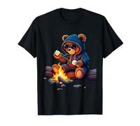 Cool Teddy Bear Campfire Adventure Marshmallows Camping T-Shirt