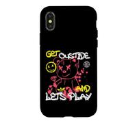 Cool Teddy Bear Graphic get outside and lets play Streetwear Case for iPhone X/XS