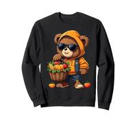 Cool Teddy Bear Holding Harvest Basket Fall Thanksgiving Sweatshirt
