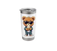 Cool Teddy Bear with Sunglasses Eating Ice Cream Stainless Steel Insulated Tumbler