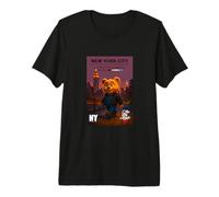 Cool Tedy Bear New York City Skyline Illustration Graphic Premium T-Shirt