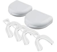 Cool Teeth Whitening 4 Trays in 2 Storage Cases Custom DIY Fit Upper and Lower Tooth Bleaching Gel Thermoform Moldable Mouth Guards