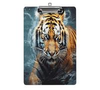 Cool Tiger Clipboard Colorful Sturdy Acrylic Clipboard Decorative Clip Board with Metal Clip Cute Plastic Clipboards A4 for Nurses Office（Standard Size 8.5" X 12.5"）