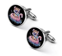 Cool Tiger Flamingos Shirt Cufflinks for Men Cuff Links Tie Father Husband Wedding Business 2.0cm