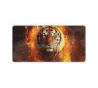 Cool Tiger in Flame Keyboard Mat Large Gaming Mouse Pad, Anti-Slip Desk Mat for Desktop Desk Work/Home Writing Mat 11.8 * 23.6 Inches