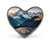 Cool Tiger in Flame Lapel Pin Fashion Brooch Pin Cute Button Badges Heart Shape Button Pins Enamel Pins Metal Pinback for Hat Shirt Clothing Bags Decoration, Mountain Compass, Love form