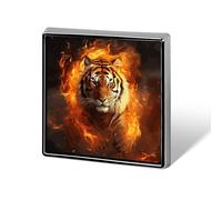 Cool Tiger in Flame Lapel Pin Fashion Brooch Pin Cute Button Badges Square Button Pins Enamel Pins Metal Pinback for Hat Shirt Clothing Bags Decoration
