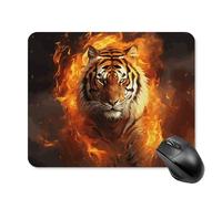 Cool Tiger in Flame Mouse Pad 20 * 25cm - Non-Slip Rubber Base Mouse Mat Portable Square Desk Mat for Office, Laptop, Travel, Wireless Mice Mats - Waterproof & Durable Design
