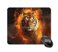 Cool Tiger in Flame Mouse Pad 25 * 30cm - Non-Slip Rubber Base Mouse Mat Portable Square Desk Mat for Office, Laptop, Travel, Wireless Mice Mats - Waterproof & Durable Design