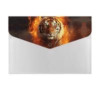 Cool Tiger in Flame Plastic Envelopes A4 Size Letter Size Poly Folders with Snap Closure Reusable File Bags Document Holder for Home Work Office Organizer