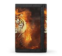 Cool Tiger in Flame Wallet for Men Slim Minimalist Trifold Wallet with ID Window And Credit Card Holder