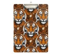Cool Tiger Orange Black Clipboard Writing Board Cute Decorative Letter Size Clipboards, A4 Letter Size 12.5 x 9 Inches Silver Clip