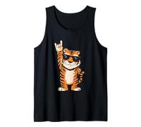 Cool Tiger Rock On Funny Animal Lover Graphic Sunglasses Tank Top