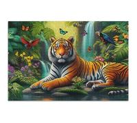 Cool Tiger Tropical Jigsaw Puzzles 500 Piece for Adults Art Toy Painting Custom Nature Puzzle Funny Puzzle Game Gifts, 20.5x14.9 Inch
