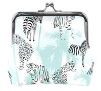 Cool Tigers Green Leather Kiss Buckle Coin Purses & Pouches - Cool Tigers Zebra Green, UNITALLA, Cool Tigers Zebra Green, UNITALLA, Classic, Cool Tigers Zebra Green, UNITALLA, Classic
